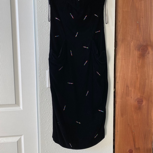 Vintage Black Strapless Sweetheart Velvet Dress